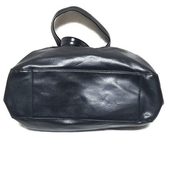 VINTAGE 90s Nine West Black Vegan Leather Hobo Bag - Picture 6 of 8